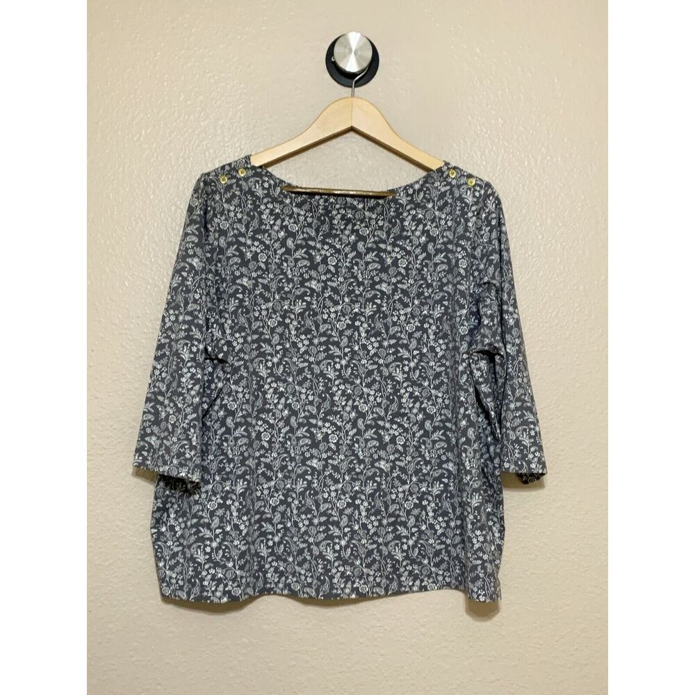 Jessica London Paisley 3/4 Sleeve Boatneck Top